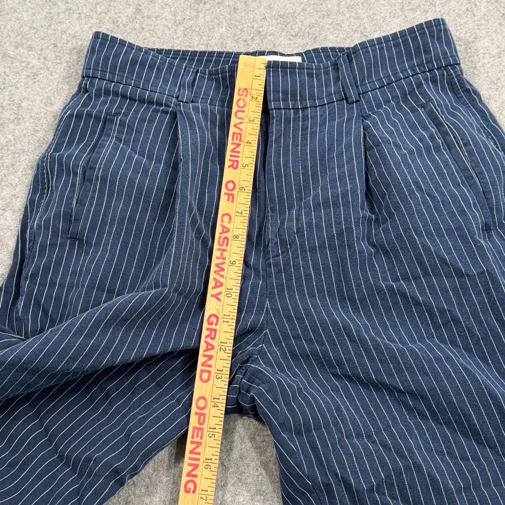 Everlane Navy Blue Striped The Way High Draped Pants Women's Size 8 Short - Picture 7 of 8